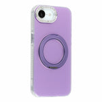 For iPhone 17th / 16th Case Rotating Kickstand PC + TPU IMD Protective Cover with Rhinestones Camera Frame