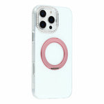 For iPhone 16 Pro Max Case Rotating Kickstand PC + TPU IMD Protective Cover with Rhinestones Camera Frame