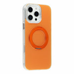For iPhone 16 Pro Max Case Rotating Kickstand PC + TPU IMD Protective Cover with Rhinestones Camera Frame