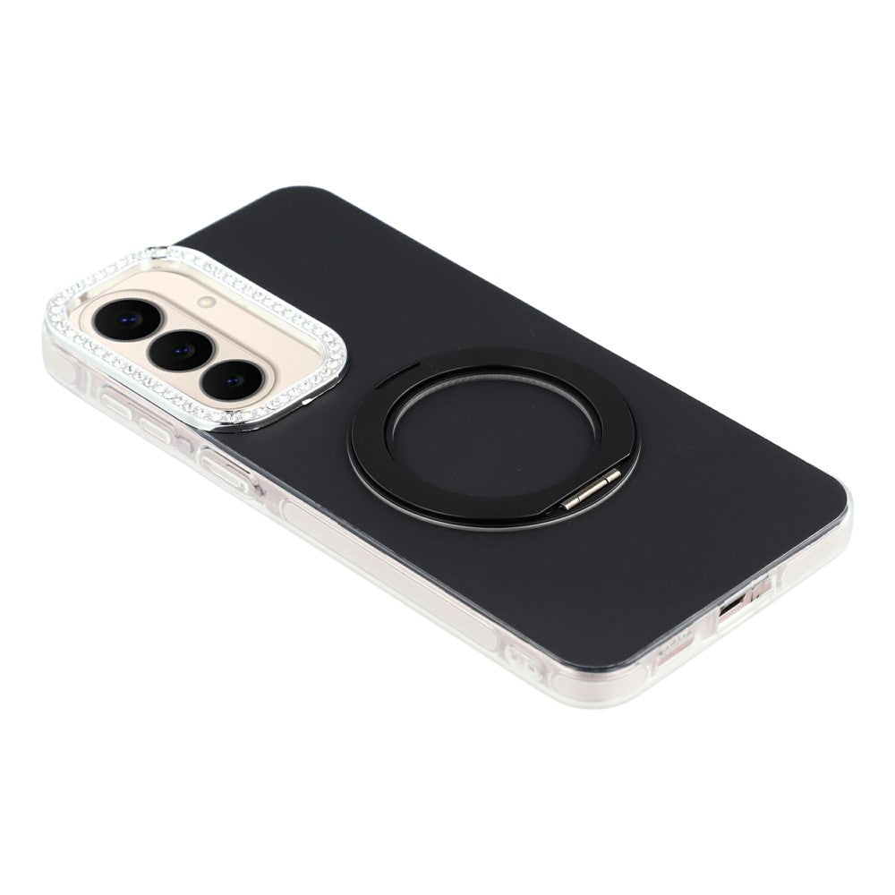 Til Samsung Galaxy A56 5G / A36 5G Cover Roterende Kickstand PC + TPU IMD Beskyttelsescover med Rhinestones Kameraramme