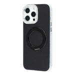 For iPhone 15 Pro Max Case Rotating Kickstand PC + TPU IMD Protective Cover with Rhinestones Camera Frame