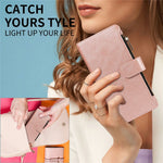 For iPhone 16 Pro Max Leather Case 9 Card Slots Zipper Pocket Phone Cover with Wrist Strap
