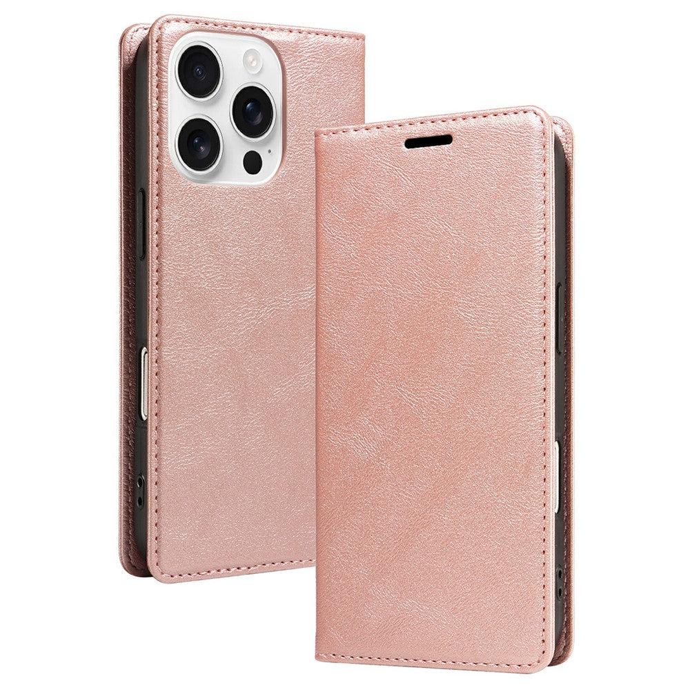 Til iPhone 16 Pro Max Pung Etui RFID Blokerende Kortpladser Stativ Magnetisk Lukning Læder Telefoncover