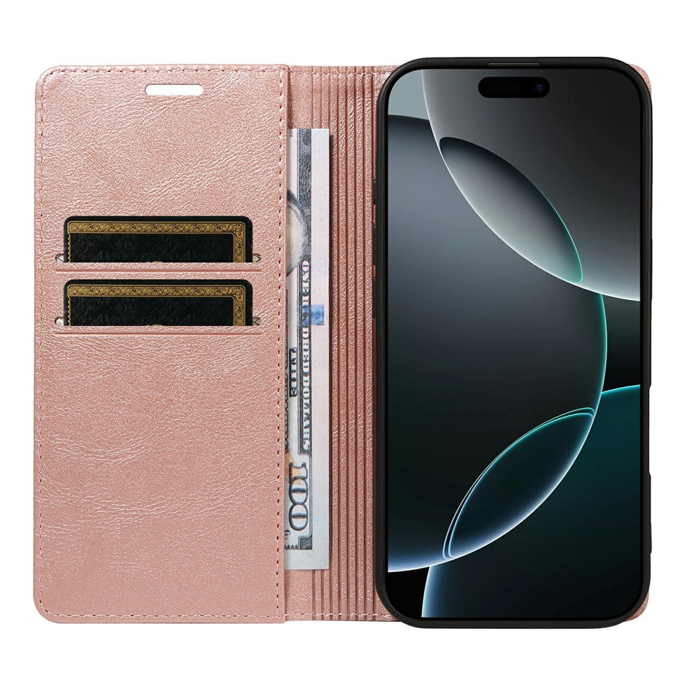 Til iPhone 16 Pro Max Pung Etui RFID Blokerende Kortpladser Stativ Magnetisk Lukning Læder Telefoncover