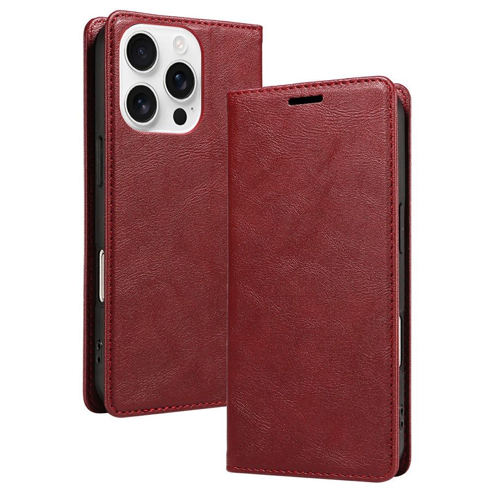 Til iPhone 16 Pro Max Pung Etui RFID Blokerende Kortpladser Stativ Magnetisk Lukning Læder Telefoncover