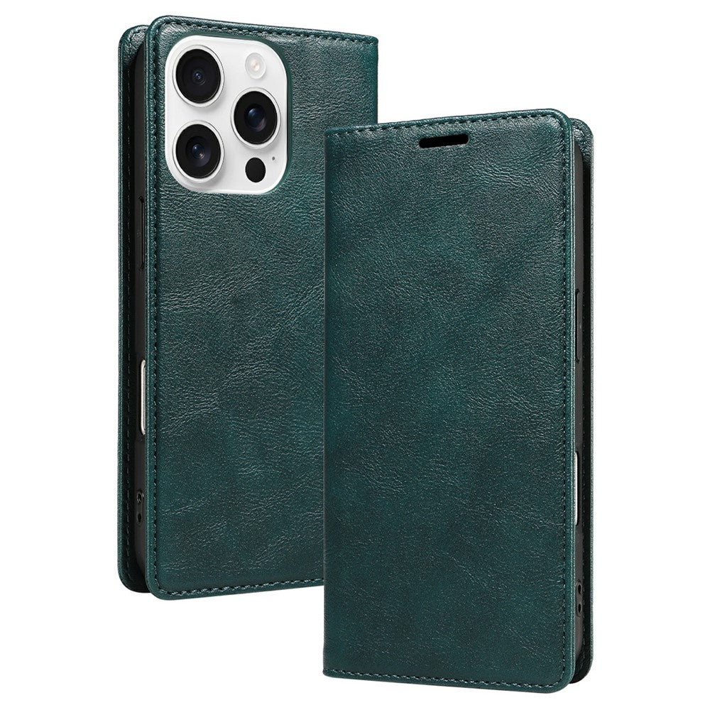 Til iPhone 16 Pro Max Pung Etui RFID Blokerende Kortpladser Stativ Magnetisk Lukning Læder Telefoncover
