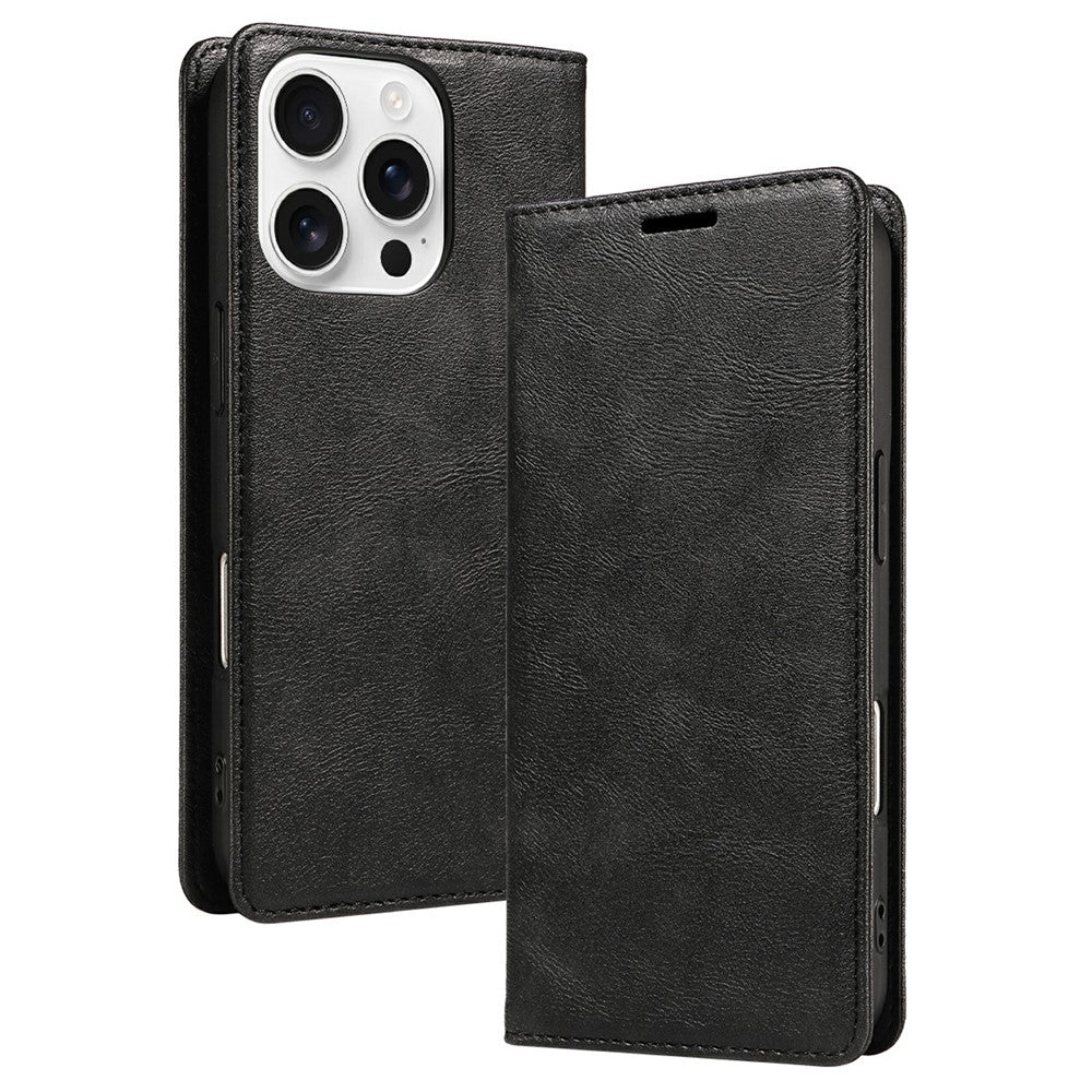 Til iPhone 16 Pro Max Pung Etui RFID Blokerende Kortpladser Stativ Magnetisk Lukning Læder Telefoncover