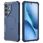 Til Samsung Galaxy S25 Magnetisk Cover Kulfibertekstur PC + TPU Hjørnebeskyttelse Telefoncover