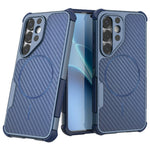 Til Samsung Galaxy S25 Magnetisk Cover Kulfibertekstur PC + TPU Hjørnebeskyttelse Telefoncover
