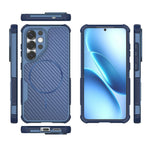 Til Samsung Galaxy S25 Magnetisk Cover Kulfibertekstur PC + TPU Hjørnebeskyttelse Telefoncover