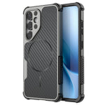 Til Samsung Galaxy S25 Magnetisk Cover Kulfibertekstur PC + TPU Hjørnebeskyttelse Telefoncover