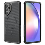 Samsung Galaxy A56 5G / A36 5G / A37 5G magnetisk cover med kulfiberstruktur, PC + TPU-mobilcover med hjørnebeskyttelse