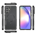 Samsung Galaxy A56 5G / A36 5G / A37 5G magnetisk cover med kulfiberstruktur, PC + TPU-mobilcover med hjørnebeskyttelse