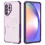 Samsung Galaxy A56 5G / A36 5G / A37 5G magnetisk cover med kulfiberstruktur, PC + TPU-mobilcover med hjørnebeskyttelse