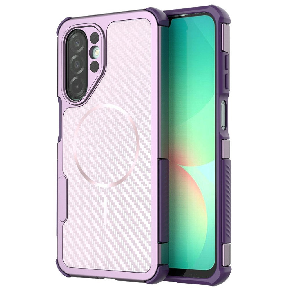 For Samsung Galaxy A27 5G Magnetic Case Carbon Fiber Texture PC + TPU Corner Protection Phone Cover