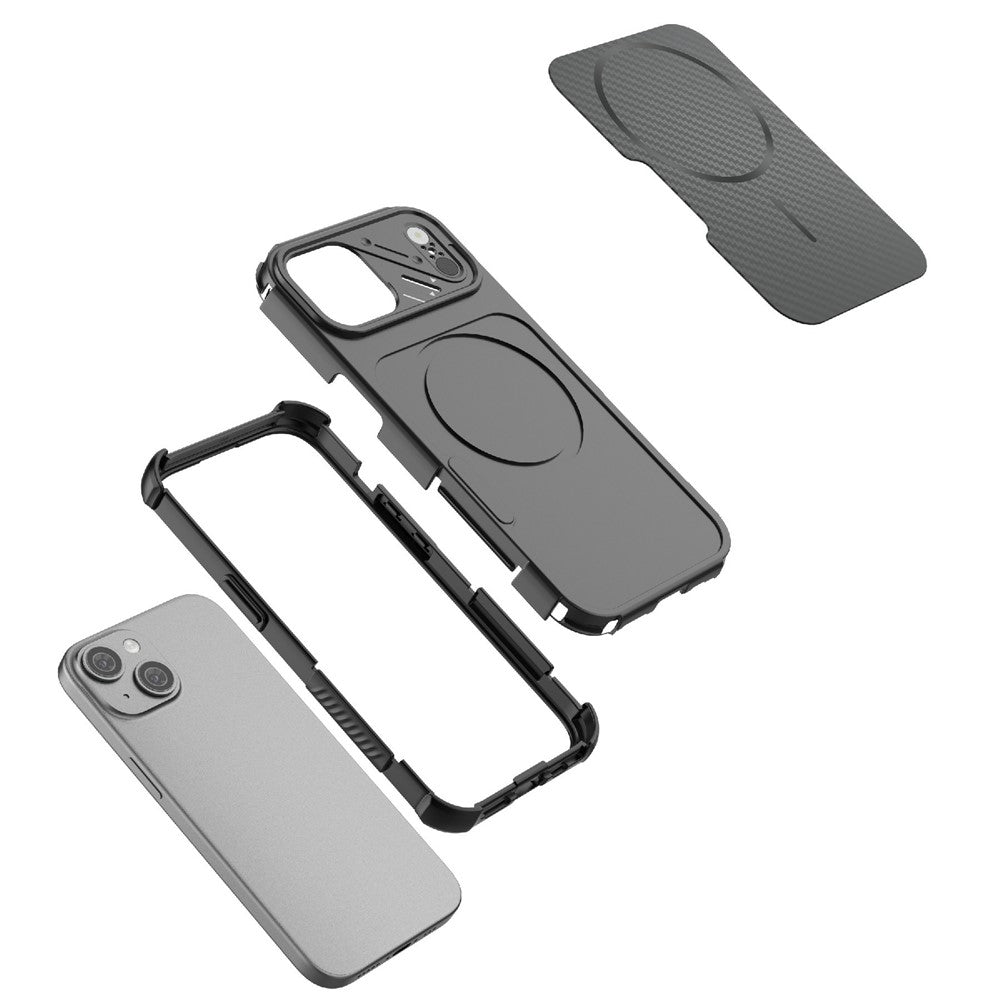 For iPhone 15 Magnetic Case Carbon Fiber Texture PC + TPU Corner Protection Phone Cover