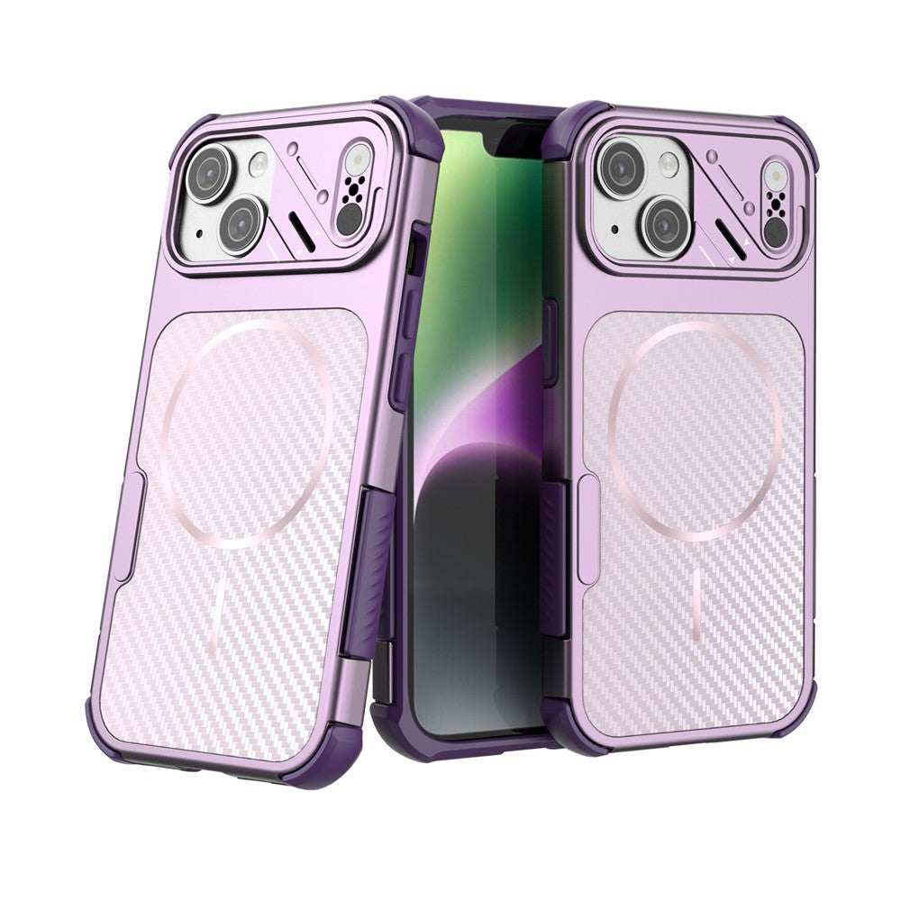 Magnetisk cover til iPhone 14 / 13 med kulfibertekstur PC + TPU-hjørnebeskyttelse