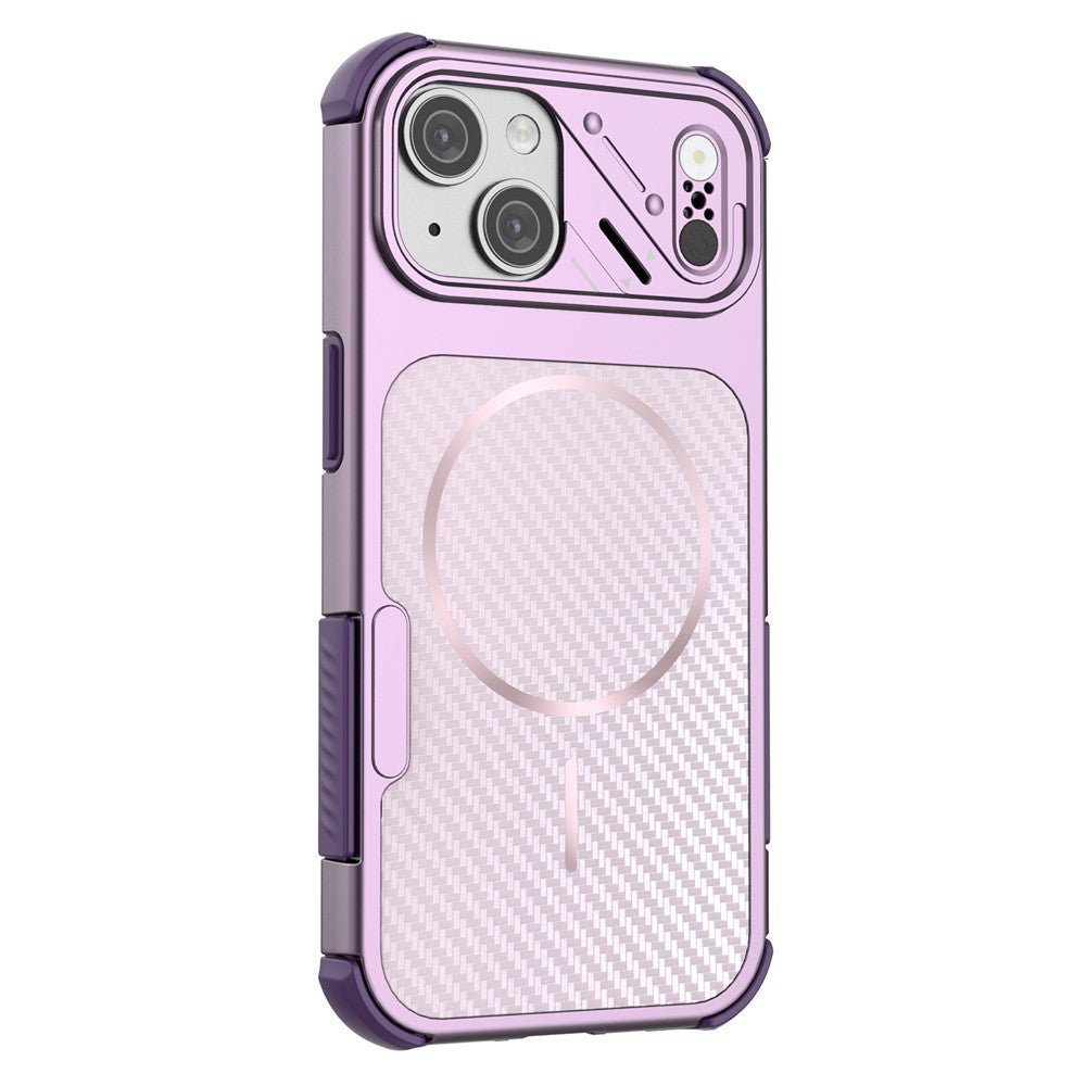 Magnetisk cover til iPhone 14 / 13 med kulfibertekstur PC + TPU-hjørnebeskyttelse