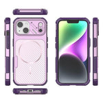 Magnetisk cover til iPhone 14 / 13 med kulfibertekstur PC + TPU-hjørnebeskyttelse