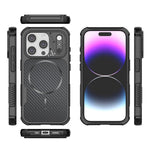 For iPhone 14 Pro Magnetic Case Carbon Fiber Texture PC + TPU Corner Protection Phone Cover