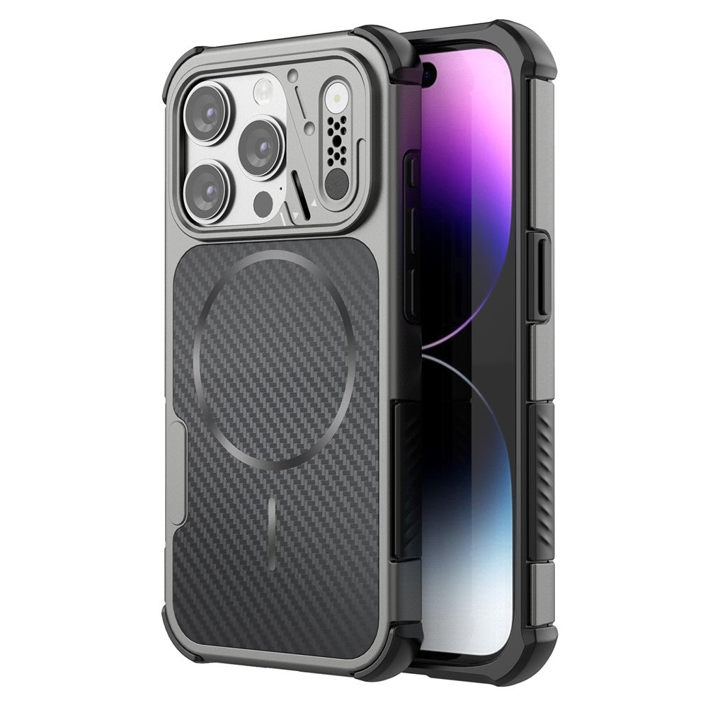 For iPhone 14 Pro Magnetic Case Carbon Fiber Texture PC + TPU Corner Protection Phone Cover