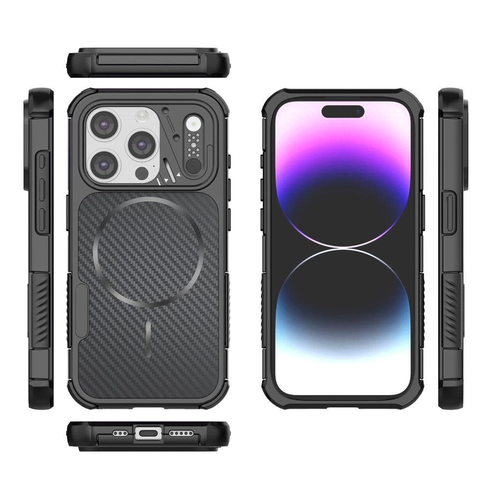 For iPhone 13 Pro Magnetic Case Carbon Fiber Texture PC + TPU Corner Protection Phone Cover