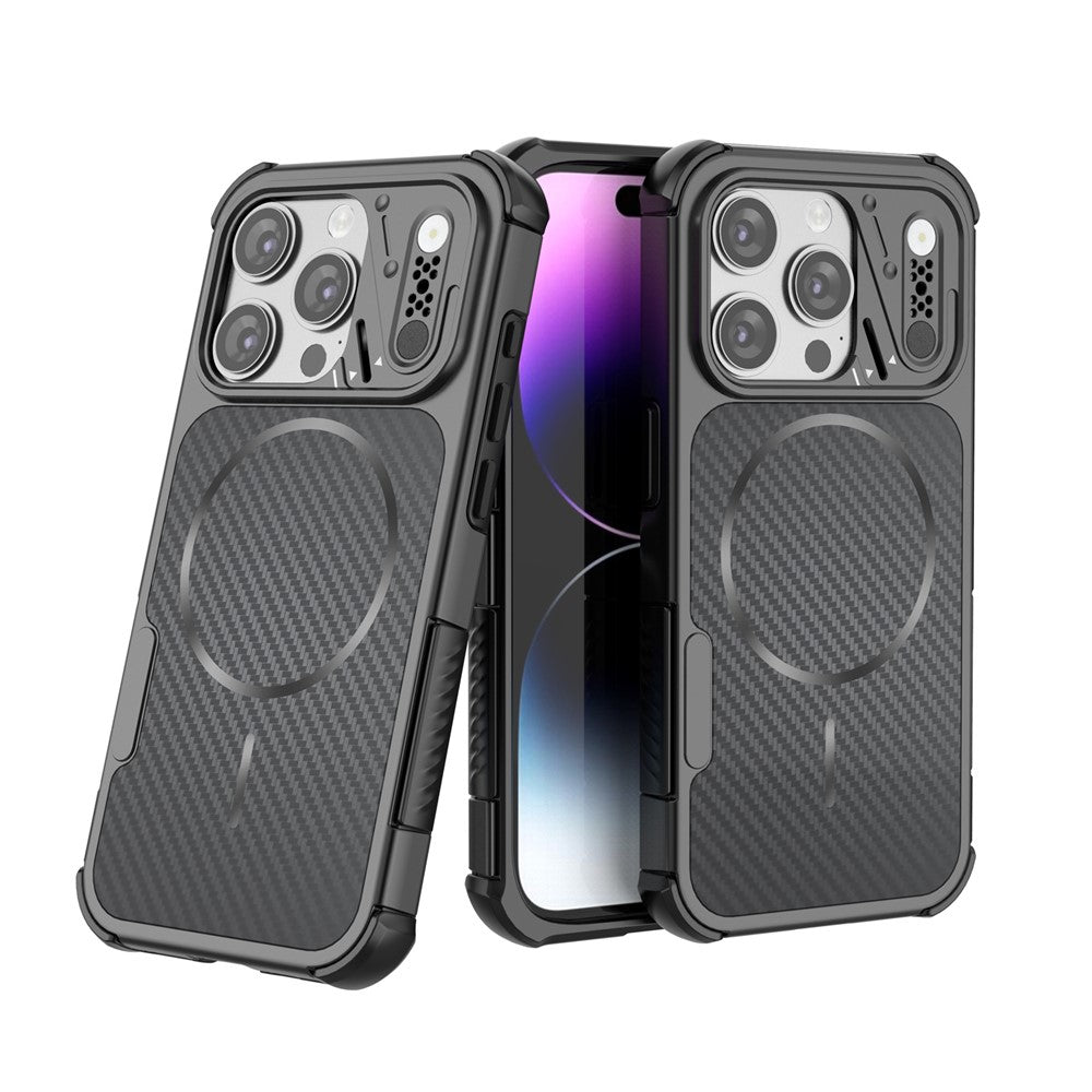For iPhone 13 Pro Magnetic Case Carbon Fiber Texture PC + TPU Corner Protection Phone Cover