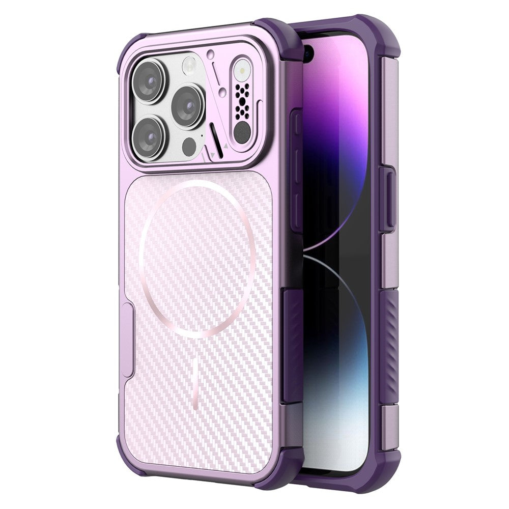 For iPhone 13 Pro Magnetic Case Carbon Fiber Texture PC + TPU Corner Protection Phone Cover