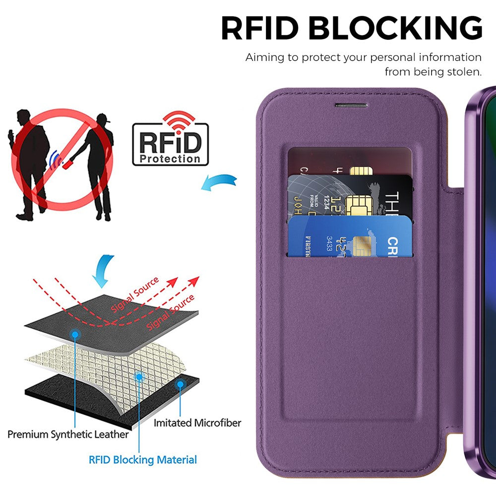 Til Google Pixel 11 Magnetisk Etui RFID Blokerende Kortholder Læder Telefoncover med Linsefilm