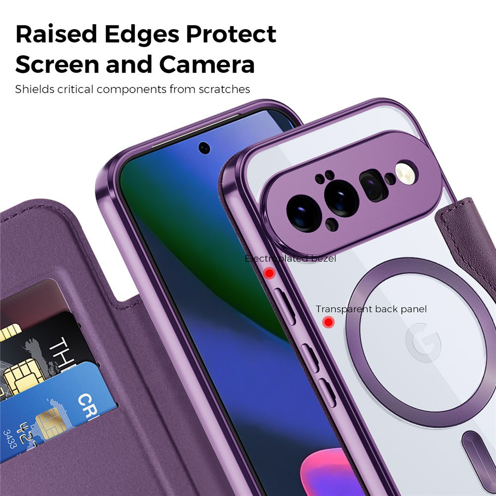 Til Google Pixel 11 Magnetisk Etui RFID Blokerende Kortholder Læder Telefoncover med Linsefilm