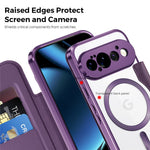 Til Google Pixel 11 Pro Magnetisk Cover RFID-blokerende Kortholder Læder Telefoncover med Linsefilm
