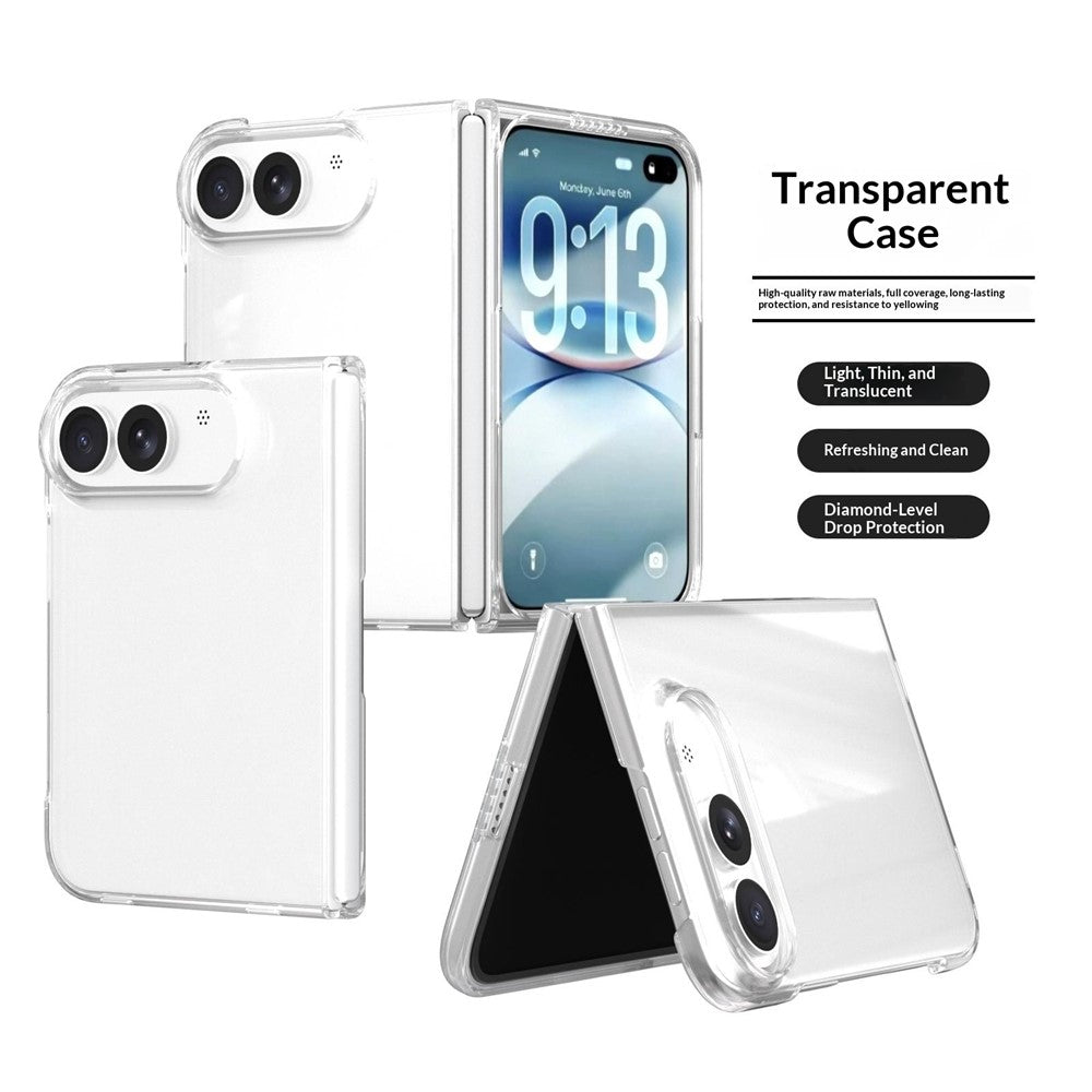 For iPhone Fold Clear Case Anti-Drop Hard PC Phone Cover
