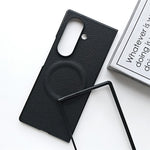 For Samsung Galaxy Z Fold7 5G Magnetic Case Litchi Texture PU Leather Coated PC Dual-Layer Protective Cover
