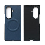 For Samsung Galaxy Z Fold7 5G Magnetic Case Litchi Texture PU Leather Coated PC Dual-Layer Protective Cover