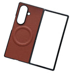 For Samsung Galaxy Z Fold7 5G Magnetic Case Litchi Texture PU Leather Coated PC Dual-Layer Protective Cover