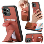 For OnePlus N6 4G Case Cloth Texture TPU PU Leather PC Phone Back Cover with Card Holder Kickstand