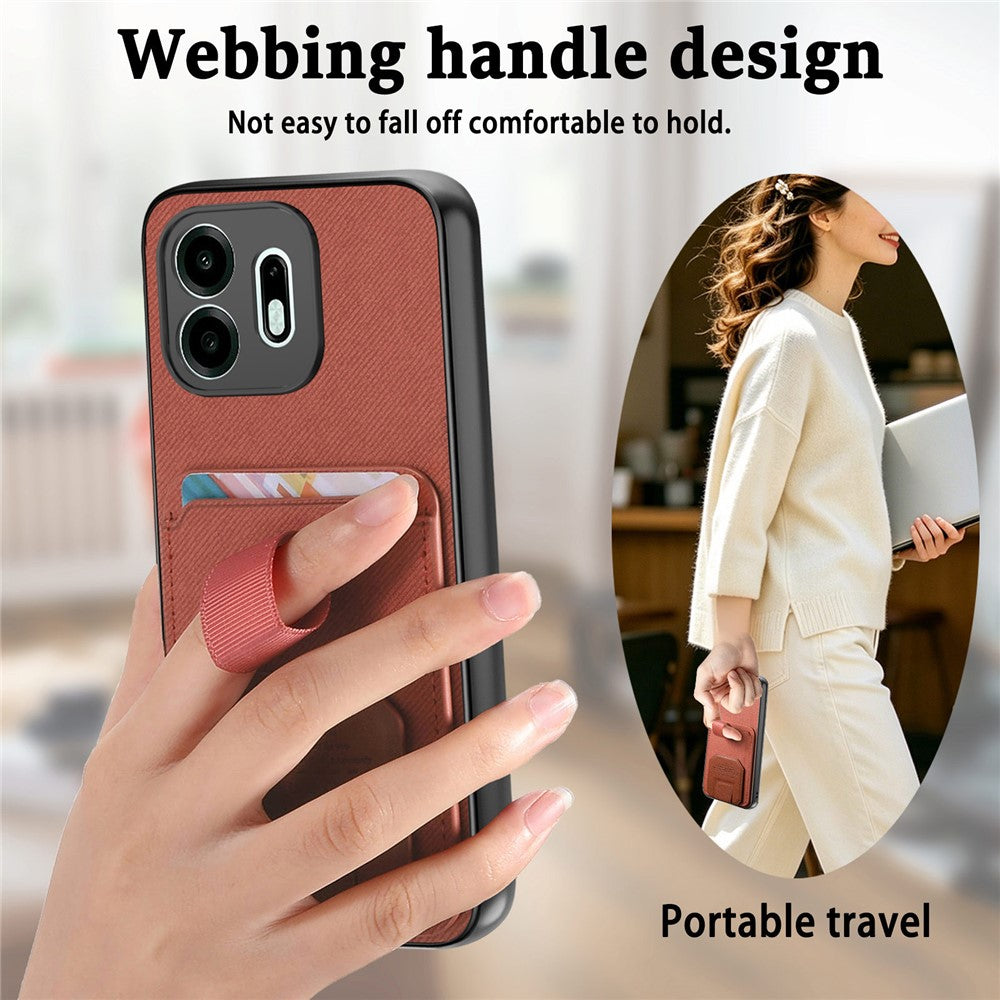 For OnePlus N6 4G Case Cloth Texture TPU PU Leather PC Phone Back Cover with Card Holder Kickstand