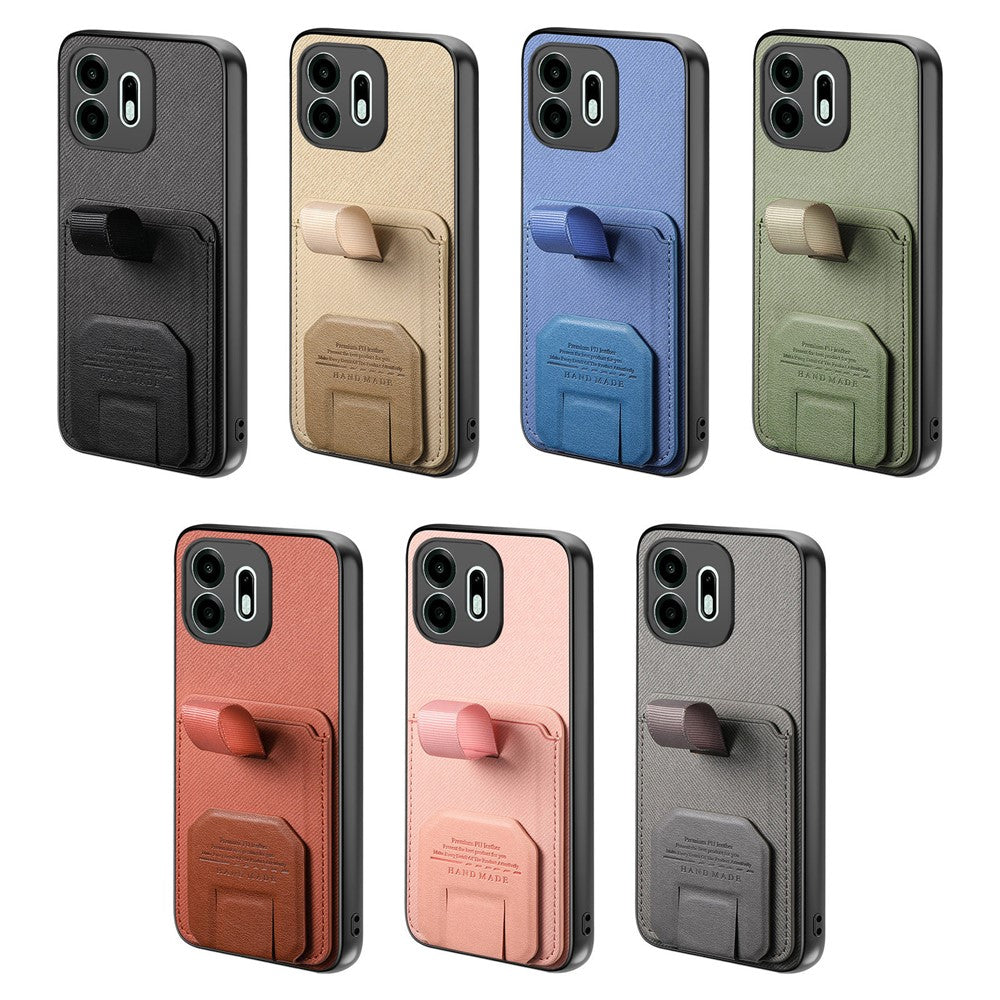For OnePlus N6 4G Case Cloth Texture TPU PU Leather PC Phone Back Cover with Card Holder Kickstand