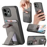 For OnePlus N6 4G Case Cloth Texture TPU PU Leather PC Phone Back Cover with Card Holder Kickstand