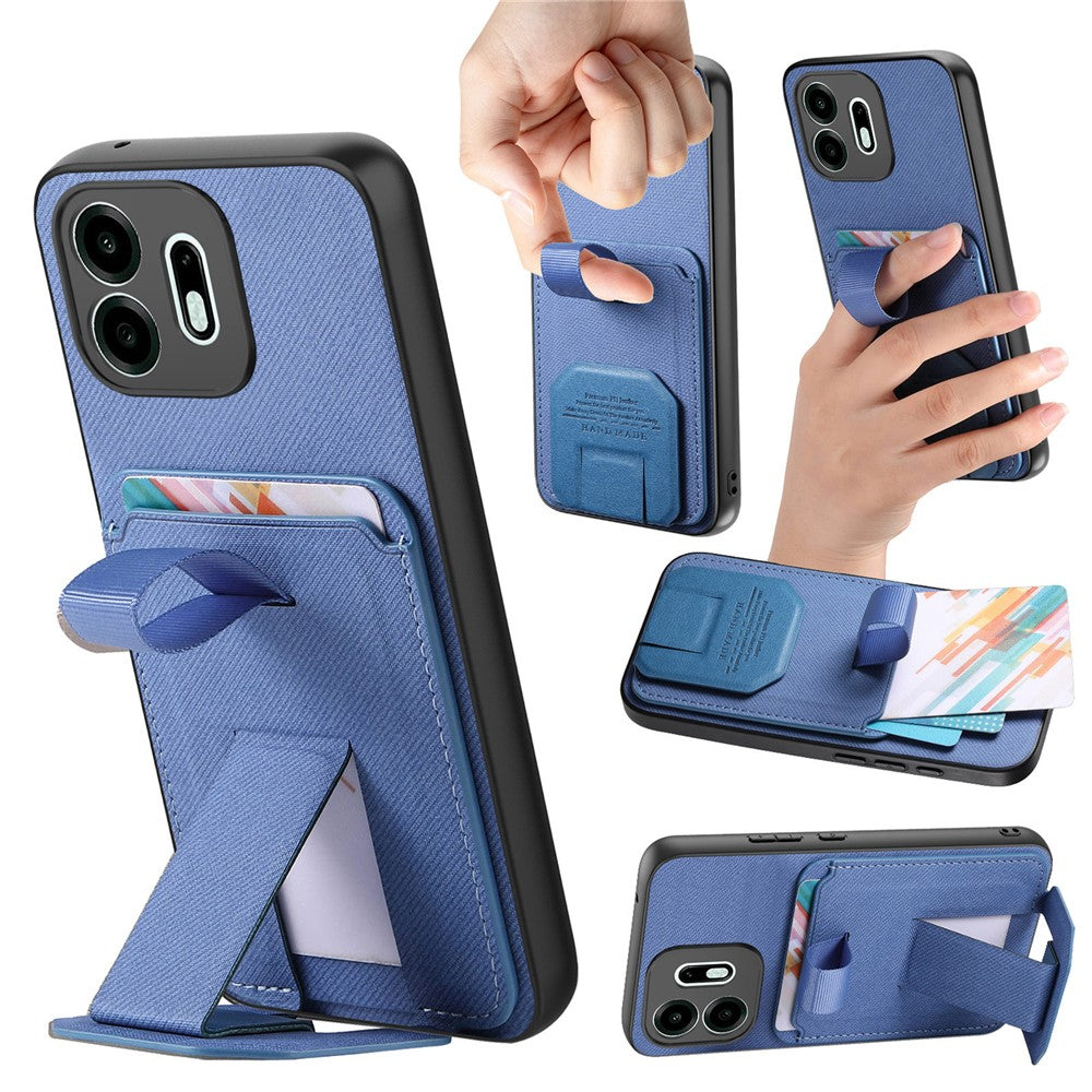 For OnePlus N6 4G Case Cloth Texture TPU PU Leather PC Phone Back Cover with Card Holder Kickstand