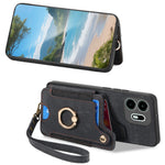 For OnePlus N6 4G Retro PU Leather Case Phone Cover with RFID Blocking Card Holder  /  Ring Holder