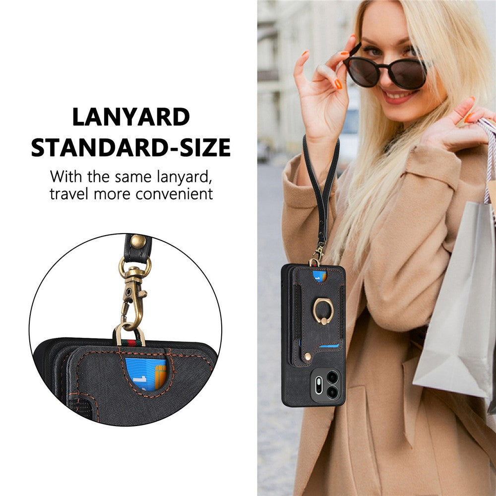 For OnePlus N6 4G Retro PU Leather Case Phone Cover with RFID Blocking Card Holder  /  Ring Holder