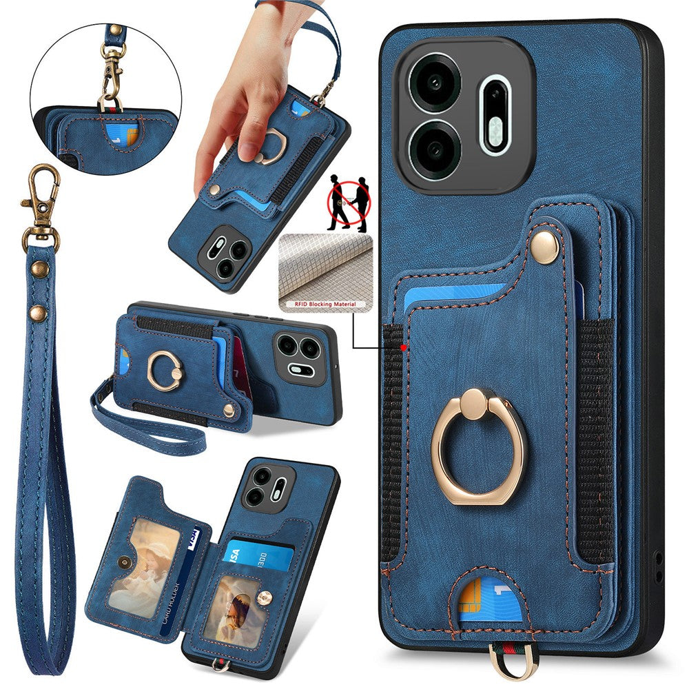 Til OnePlus N6 4G Retro PU Læder etui Telefoncover med RFID Blokerende Kortlomme / Ringholder