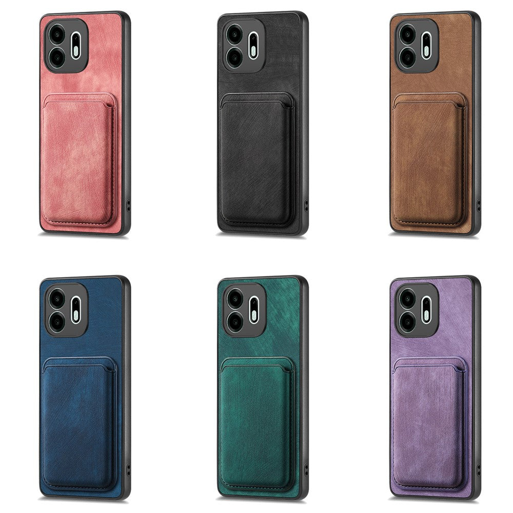 For OnePlus N6 4G Magnetic Case Retro Leather + TPU Phone Cover with Detachable Card Slot