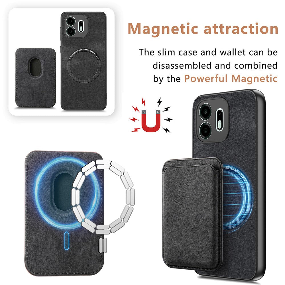 For OnePlus N6 4G Magnetic Case Retro Leather + TPU Phone Cover with Detachable Card Slot