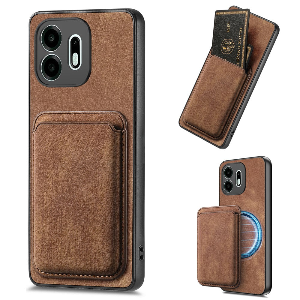 For OnePlus N6 4G Magnetic Case Retro Leather + TPU Phone Cover with Detachable Card Slot