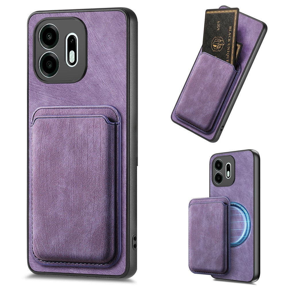 For OnePlus N6 4G Magnetic Case Retro Leather + TPU Phone Cover with Detachable Card Slot