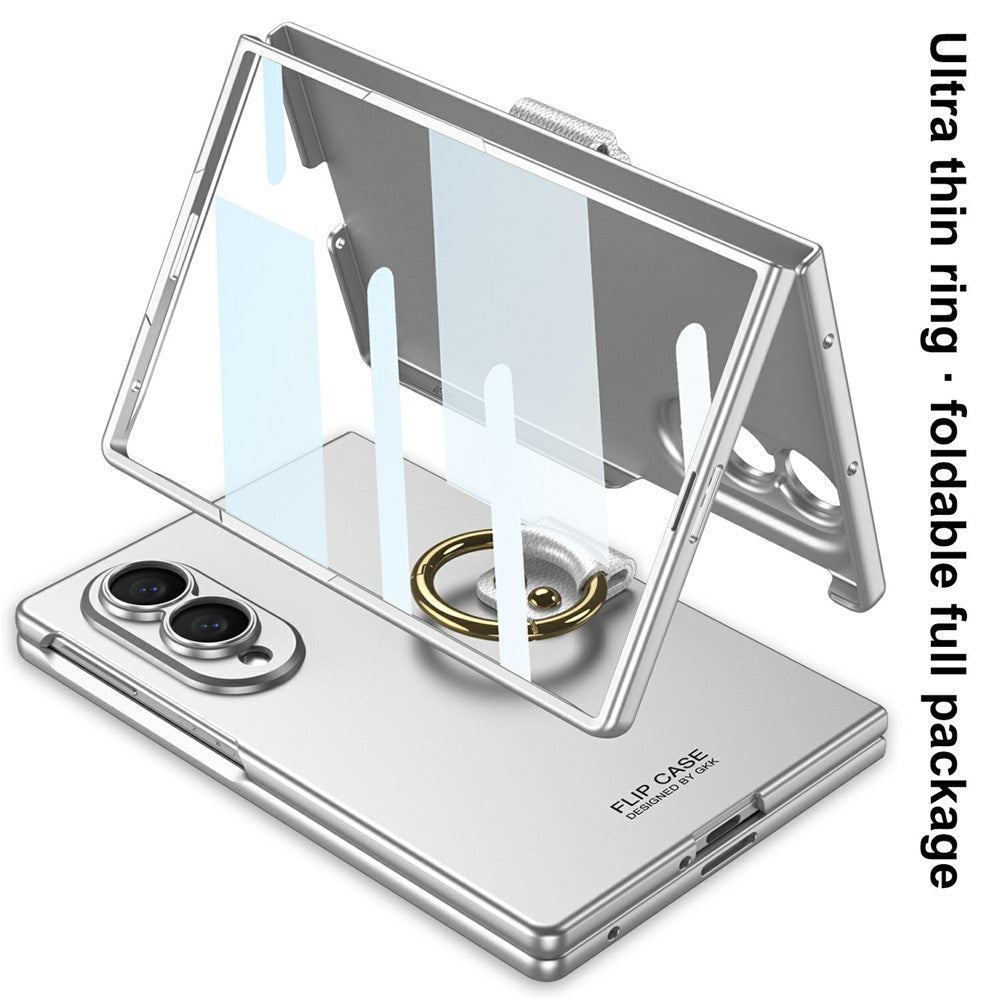 GKK For Samsung Galaxy Z Fold8 Case with Ring Holder Slim Hard PC + Tempered Glass Phone Cover