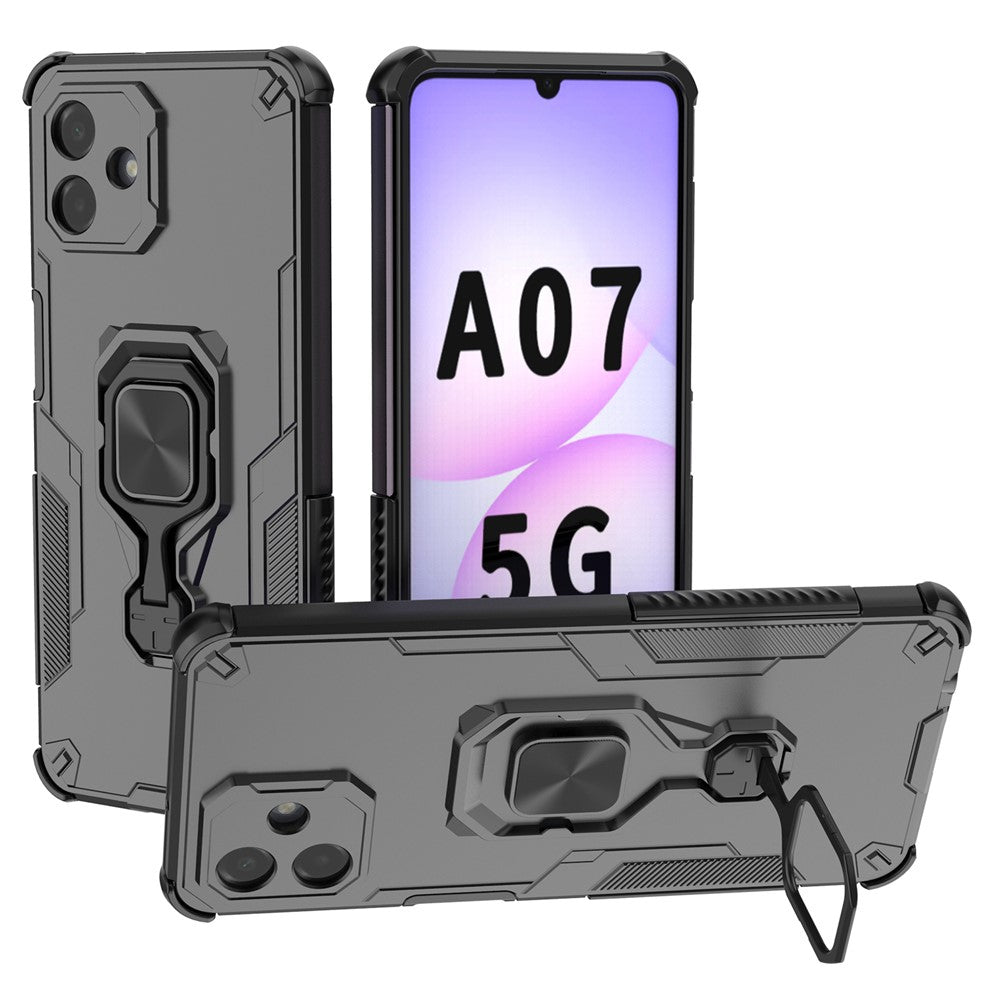 For Samsung Galaxy A07 4G Case Rotatable Ring Kickstand PC + TPU Shockproof Phone Cover