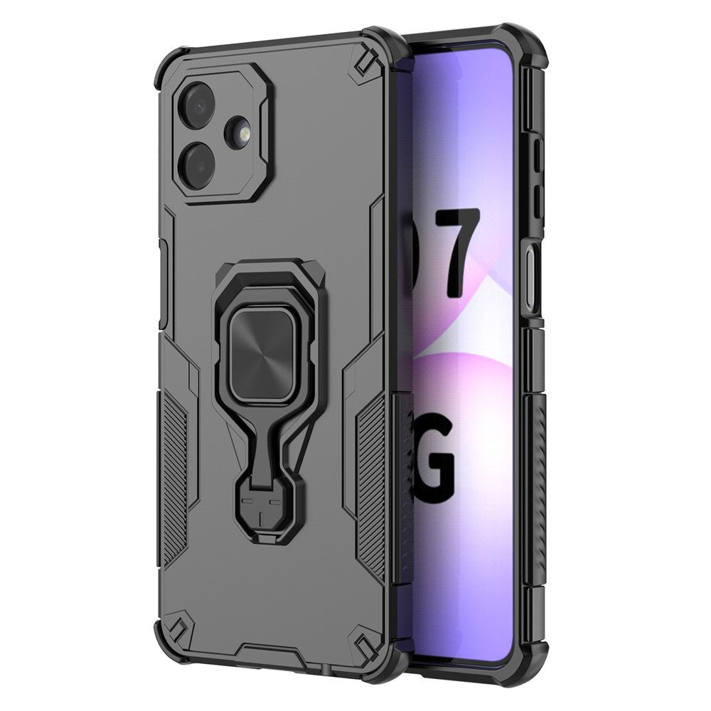 For Samsung Galaxy A07 4G Case Rotatable Ring Kickstand PC + TPU Shockproof Phone Cover